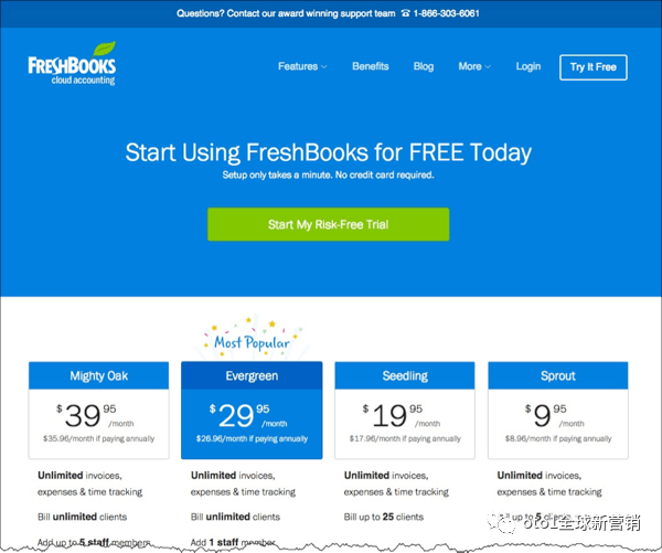 软件公司Freshbooks来说，这个网页代表了完美的内容营销