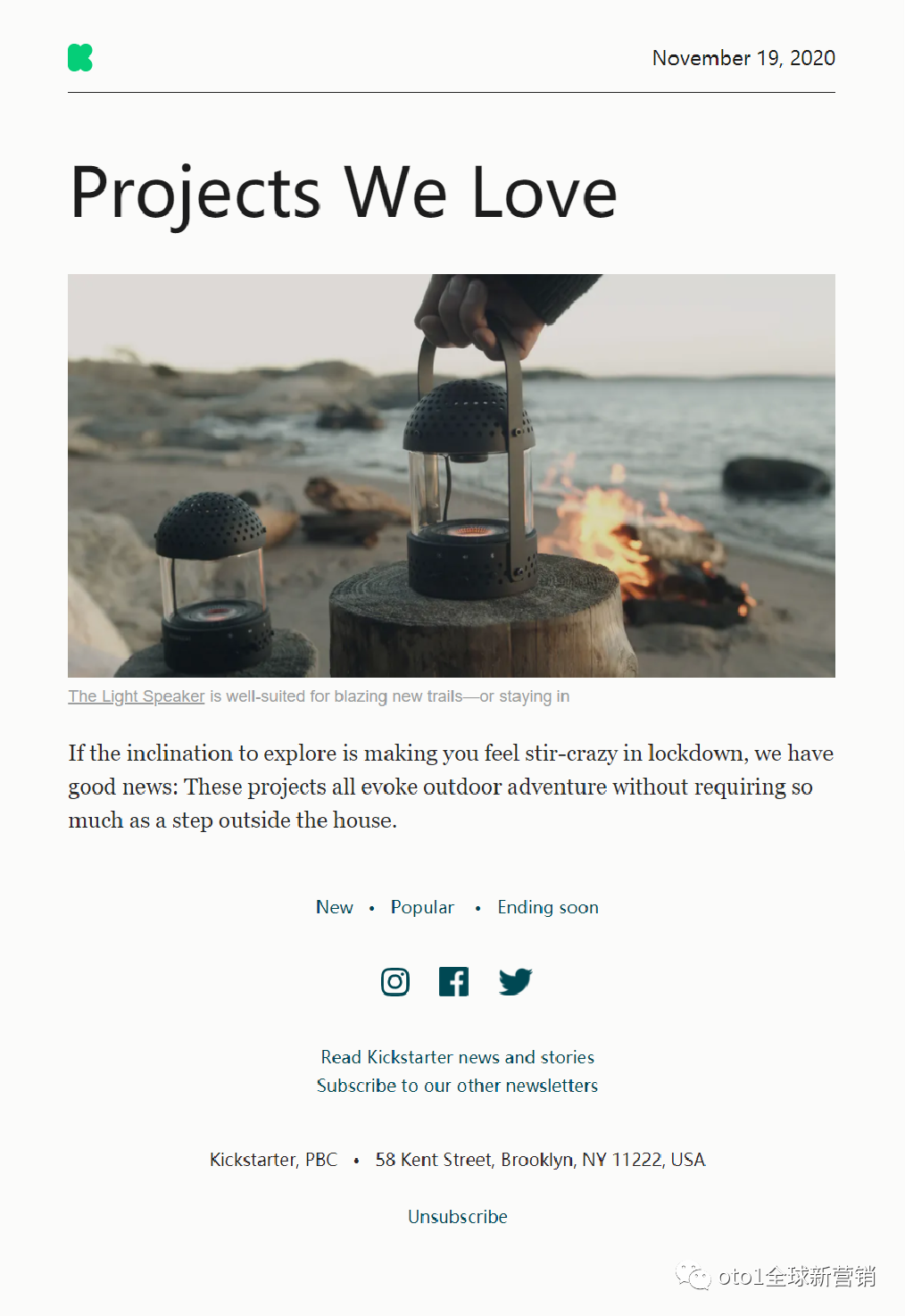 Kickstarter会给订阅projects we love的邮件用户推送你产品